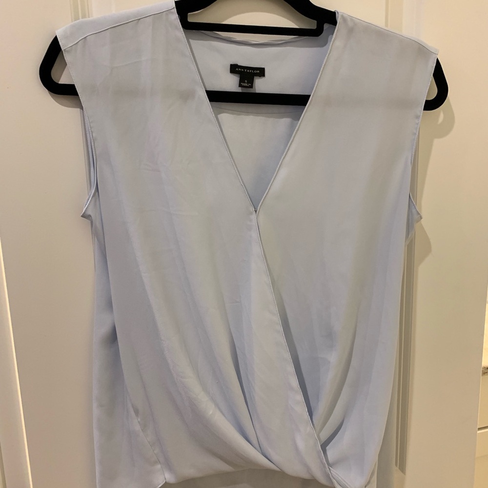 Ann Taylor ice blue sleeveless silk shell.